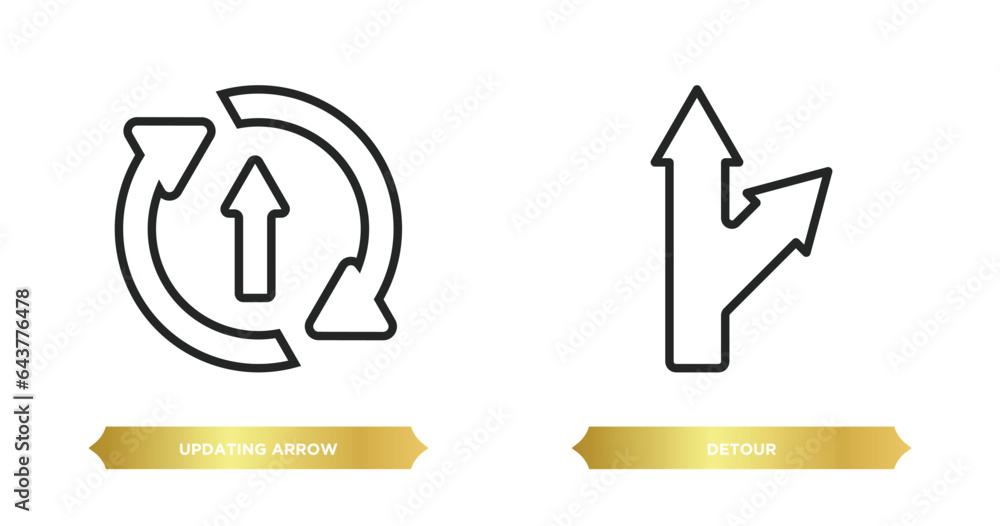 Canvas Prints two editable outline icons from user interface concept. thin line icons such as updating arrow, detour vector.