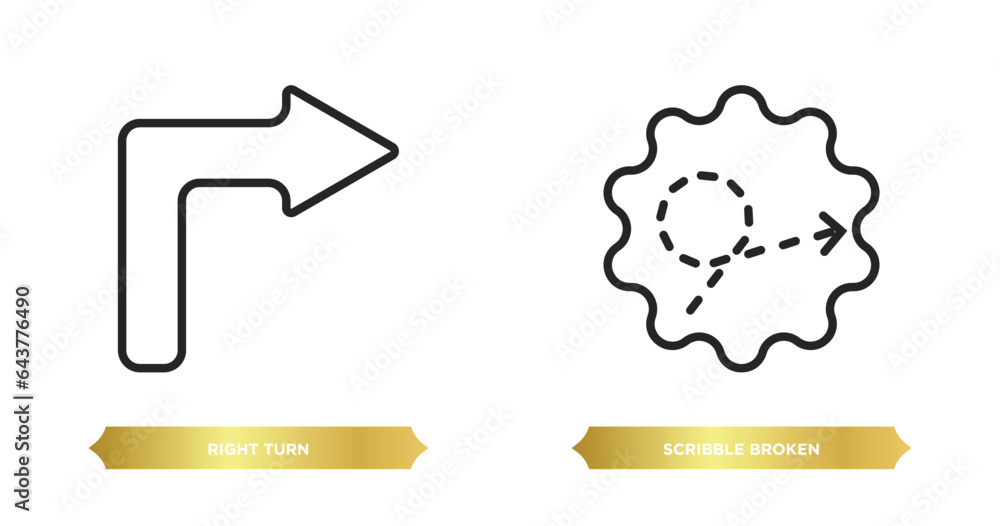 Poster two editable outline icons from user interface concept. thin line icons such as right turn, scribble