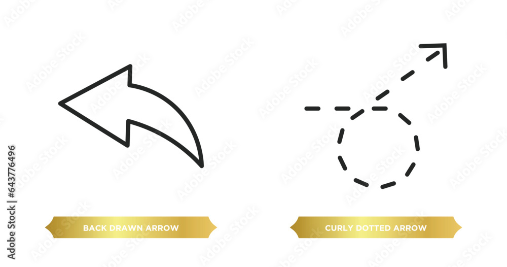 Poster two editable outline icons from user interface concept. thin line icons such as back drawn arrow, cu