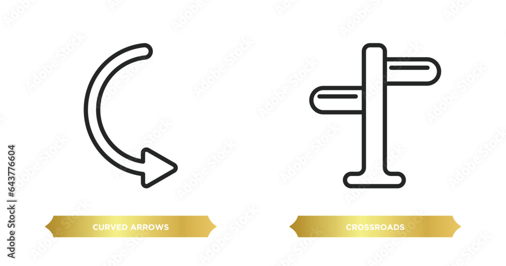 Poster two editable outline icons from user interface concept. thin line icons such as curved arrows, cross