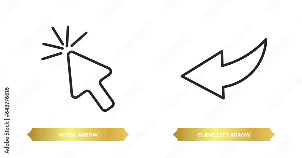 Poster two editable outline icons from user interface concept. thin line icons such as mouse arrow, curve l