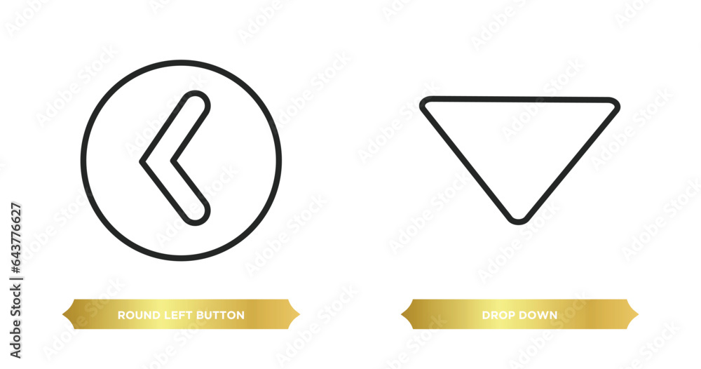 Poster two editable outline icons from user interface concept. thin line icons such as round left button, d