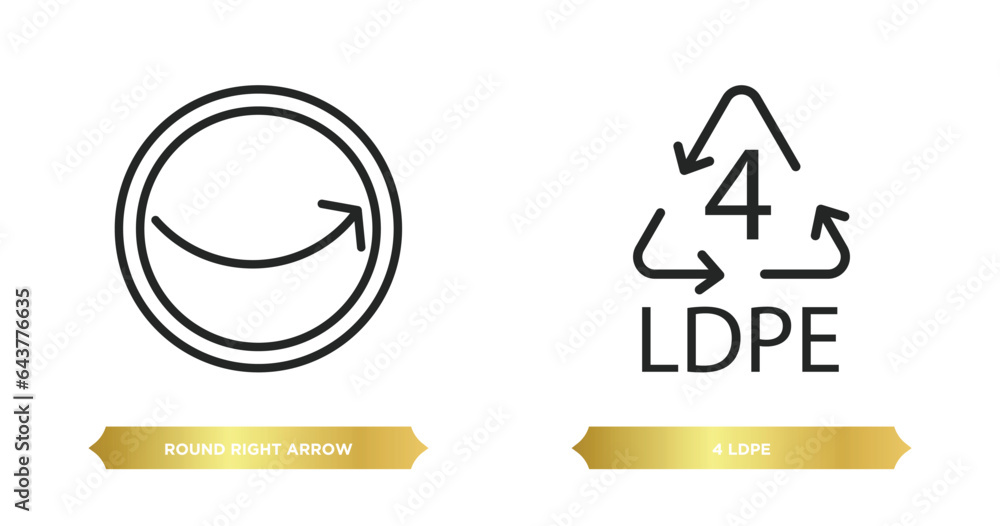Poster two editable outline icons from user interface concept. thin line icons such as round right arrow, 4