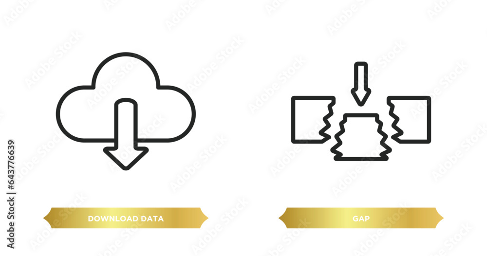 Poster two editable outline icons from user interface concept. thin line icons such as download data, gap v
