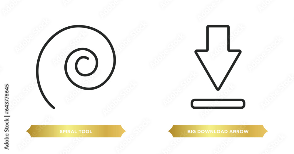 Poster two editable outline icons from user interface concept. thin line icons such as spiral tool, big dow