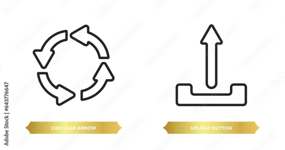 Poster two editable outline icons from user interface concept. thin line icons such as circular arrow, uplo