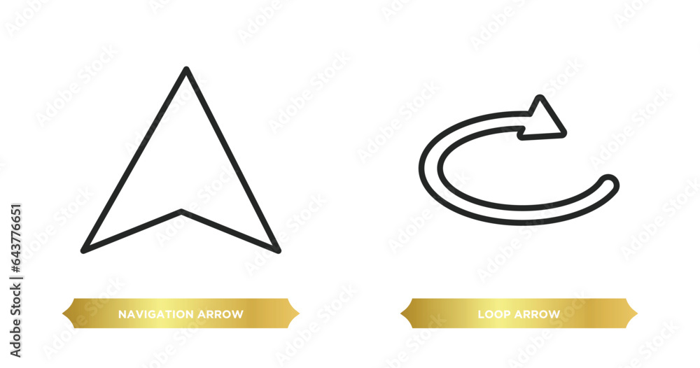 Poster two editable outline icons from user interface concept. thin line icons such as navigation arrow, lo