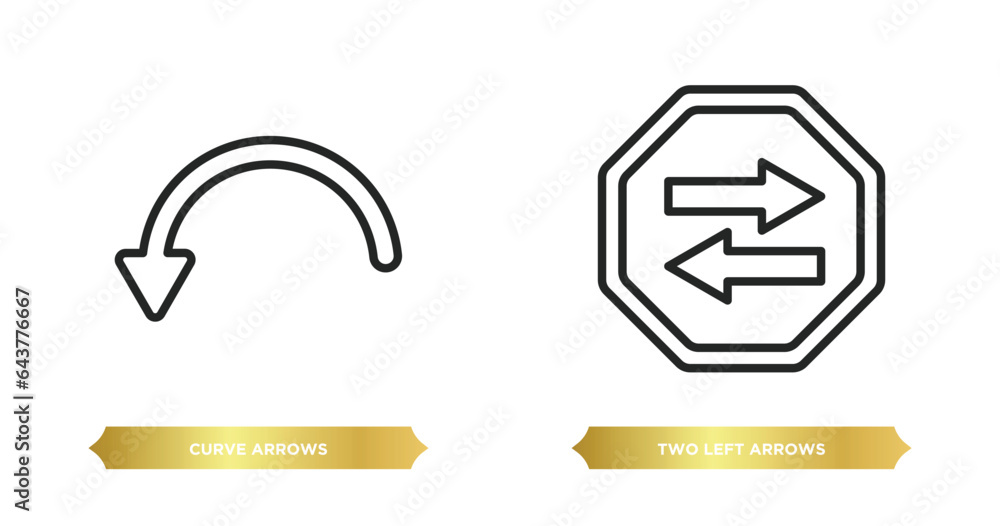 Poster two editable outline icons from user interface concept. thin line icons such as curve arrows, two le