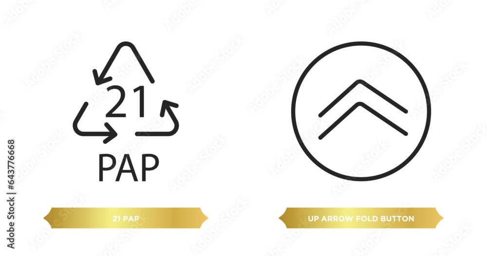 Poster two editable outline icons from user interface concept. thin line icons such as 21 pap, up arrow fol