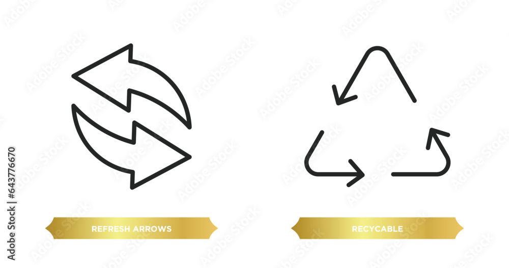 Poster two editable outline icons from user interface concept. thin line icons such as refresh arrows, recy