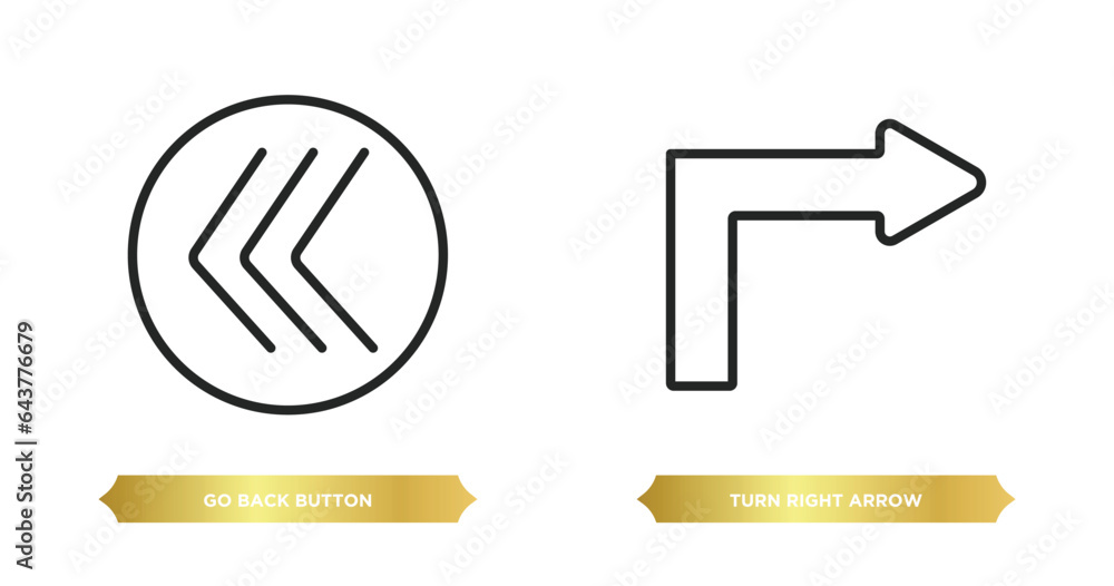 Poster two editable outline icons from user interface concept. thin line icons such as go back button, turn