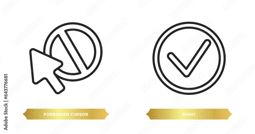 Poster two editable outline icons from user interface concept. thin line icons such as forbidden cursor, ri