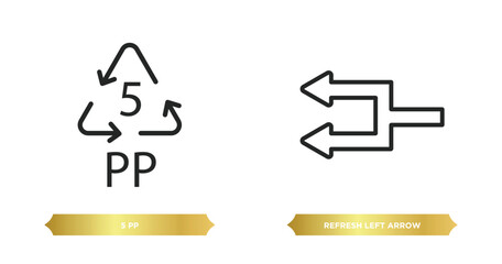 two editable outline icons from user interface concept. thin line icons such as 5 pp, refresh left arrow vector.