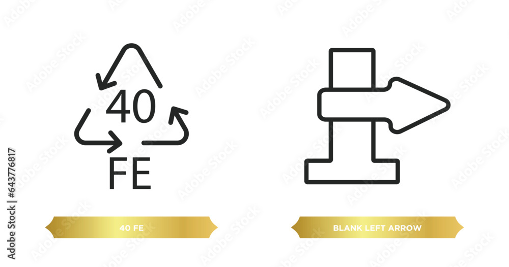 Poster two editable outline icons from user interface concept. thin line icons such as 40 fe, blank left ar