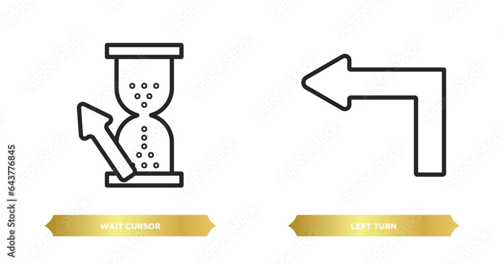 Poster two editable outline icons from user interface concept. thin line icons such as wait cursor, left tu