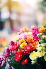 Obraz na płótnie Canvas Close up of dreamy bouquet with colourful flowers
