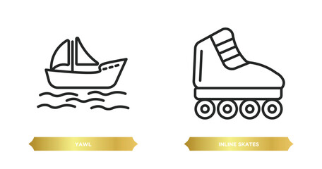 two editable outline icons from transportation concept. thin line icons such as yawl, inline skates vector.