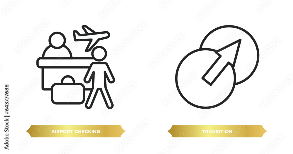 Poster two editable outline icons from transport concept. thin line icons such as airport checking, transit