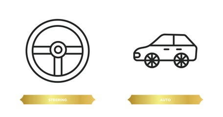 two editable outline icons from transport concept. thin line icons such as steering, auto vector.