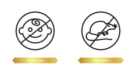 Obraz premium two editable outline icons from traffic signs concept. thin line icons such as no children, no rodents vector.