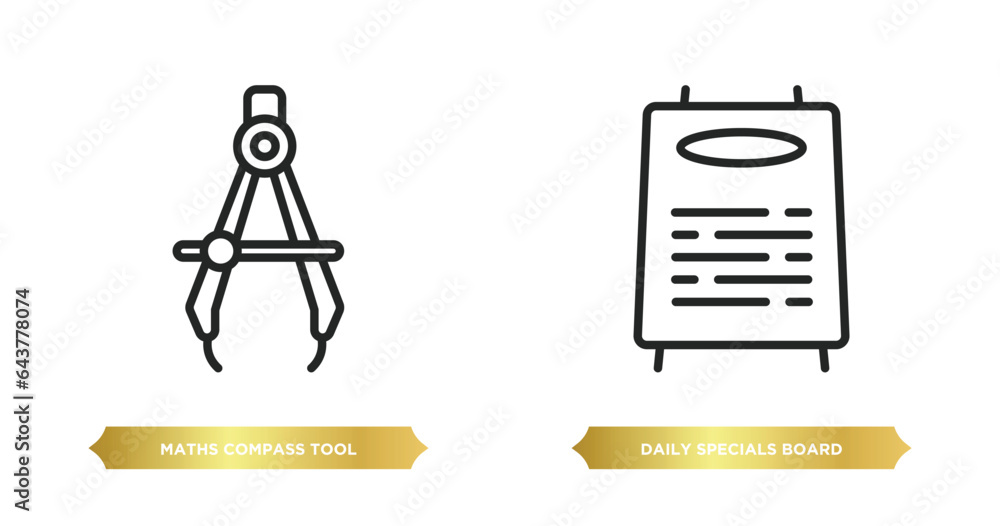 Aufkleber two editable outline icons from tools and utensils concept. thin line icons such as maths compass to