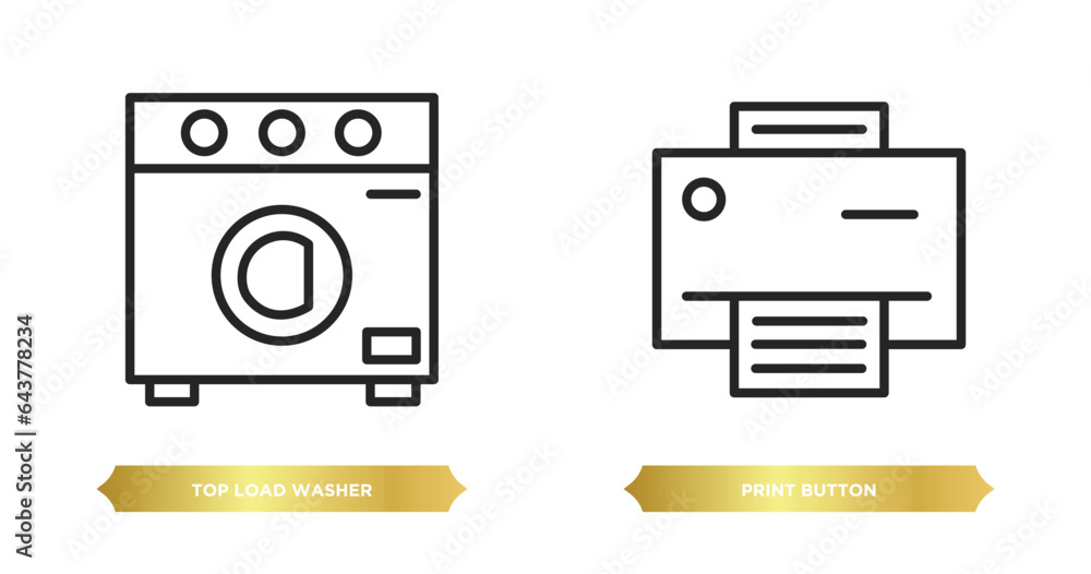 Poster two editable outline icons from tools and utensils concept. thin line icons such as top load washer,