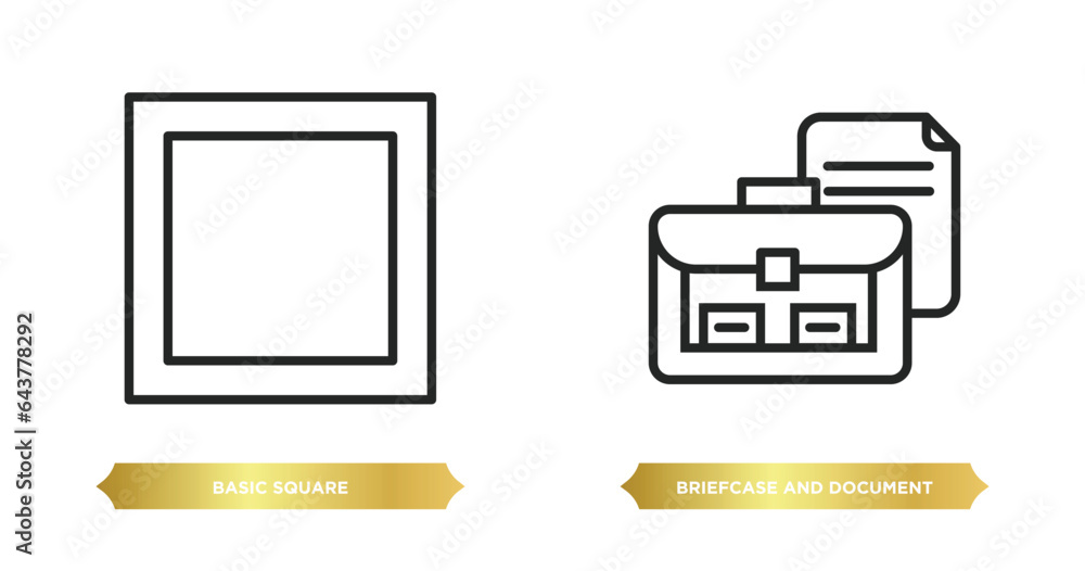 Poster two editable outline icons from tools and utensils concept. thin line icons such as basic square, br
