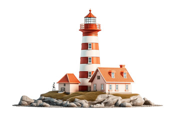 The Lighthouse tower isolated on transparent background, Generative AI