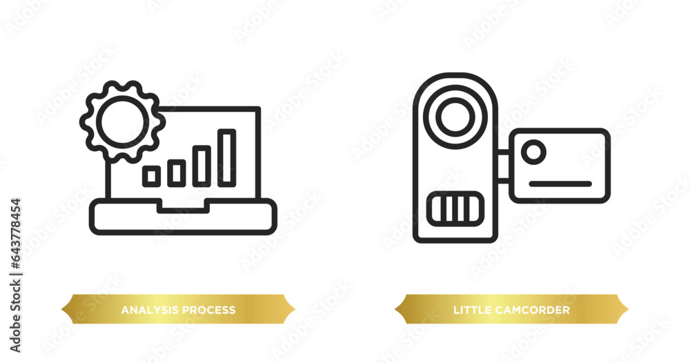 Wall mural two editable outline icons from technology concept. thin line icons such as analysis process, little