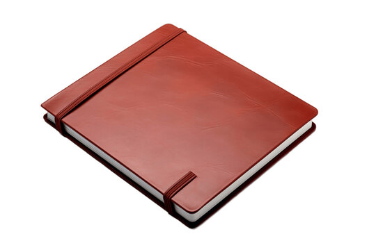 A leather brown notebook isolated on transparent background, Generative AI