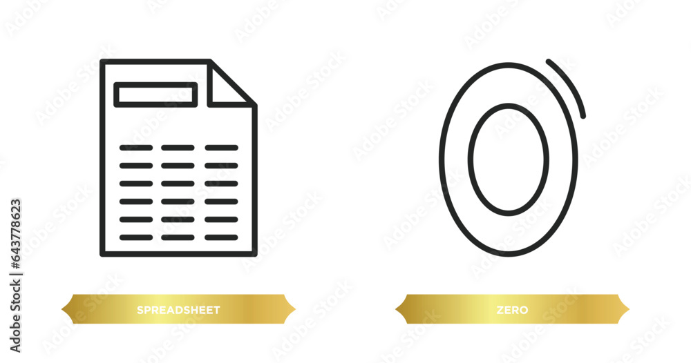 Poster two editable outline icons from technology collection. concept. thin line icons such as spreadsheet,