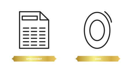 two editable outline icons from technology collection. concept. thin line icons such as spreadsheet, zero vector.