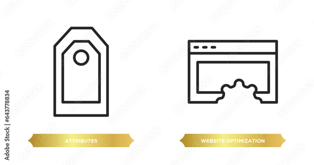 Poster two editable outline icons from technology concept. thin line icons such as attributes, website opti