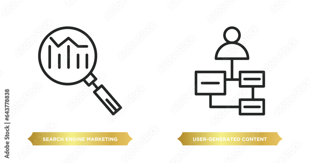 Aufkleber two editable outline icons from technology concept. thin line icons such as search engine marketing,