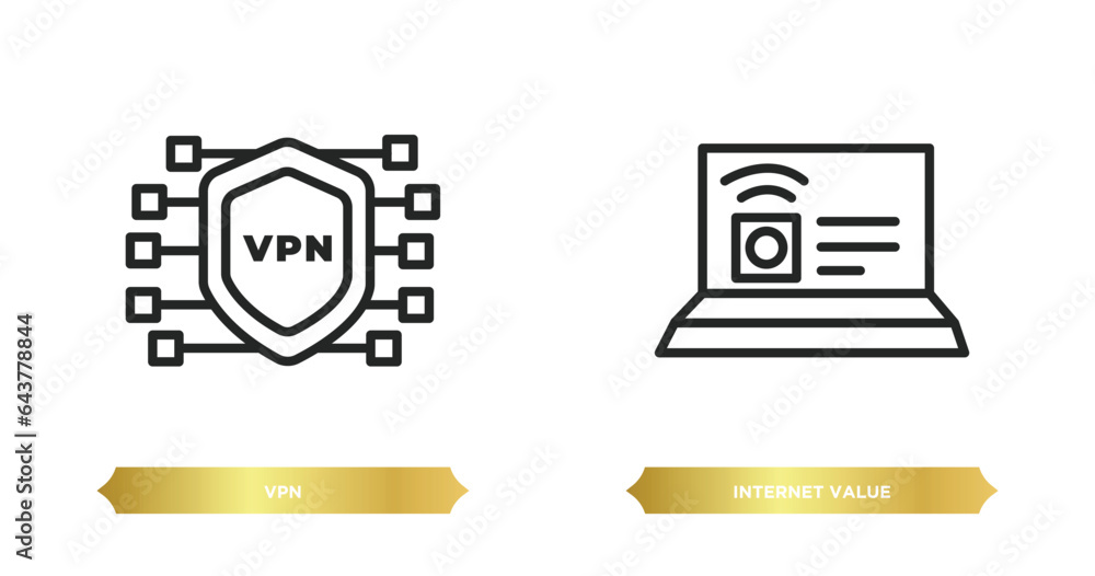 Aufkleber two editable outline icons from technology concept. thin line icons such as vpn, internet value vect
