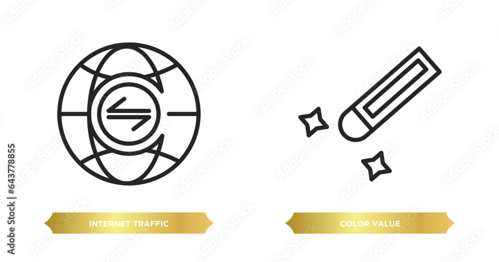 Aufkleber two editable outline icons from technology concept. thin line icons such as internet traffic, color 