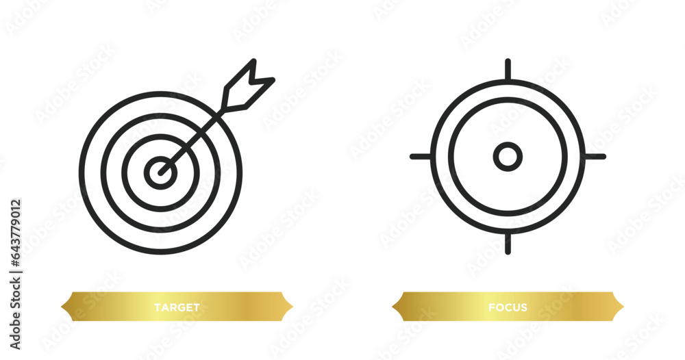 Aufkleber two editable outline icons from strategy concept. thin line icons such as target, focus vector.