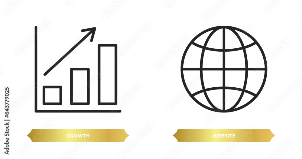 Poster two editable outline icons from strategy concept. thin line icons such as growth, website vector.