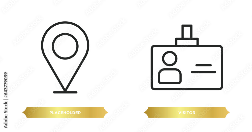 Poster two editable outline icons from strategy concept. thin line icons such as placeholder, visitor vecto