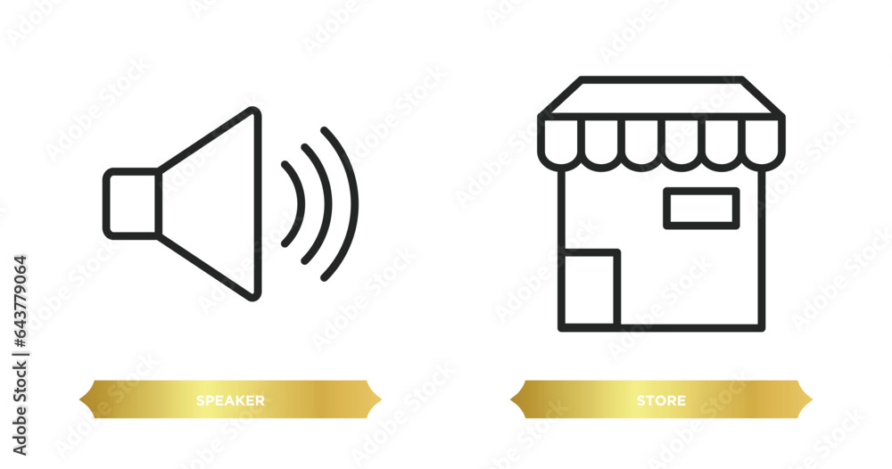 Aufkleber two editable outline icons from strategy concept. thin line icons such as speaker, store vector.