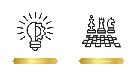 two editable outline icons from success concept. thin line icons such as innovation, chess board vector.