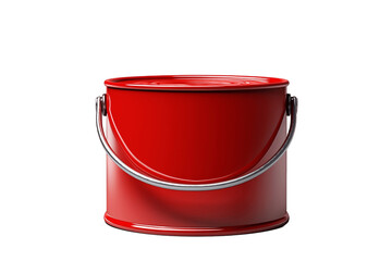 Red metal paint can isolated on transparent background, Generative AI