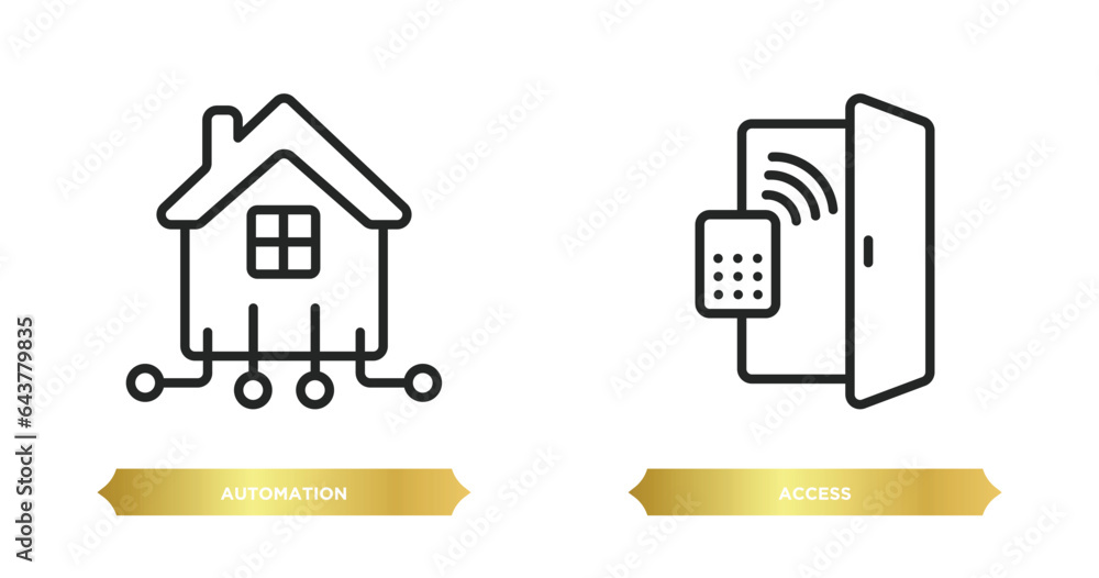 Poster two editable outline icons from smart home concept. thin line icons such as automation, access vecto