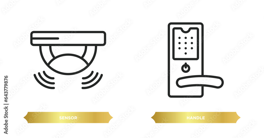 Poster two editable outline icons from smart home concept. thin line icons such as sensor, handle vector.