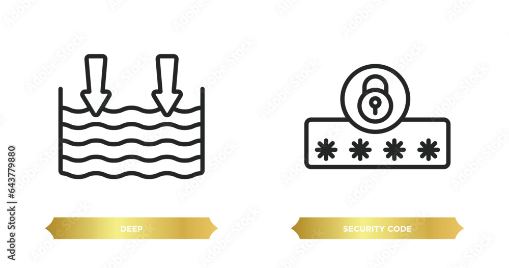 Poster two editable outline icons from smart home concept. thin line icons such as deep, security code vect