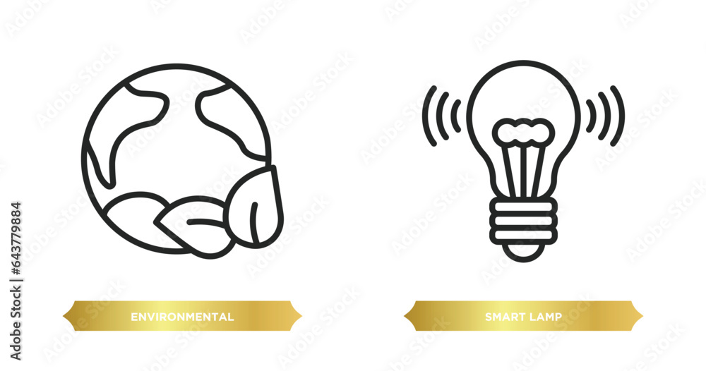 Poster two editable outline icons from smart home concept. thin line icons such as environmental, smart lam