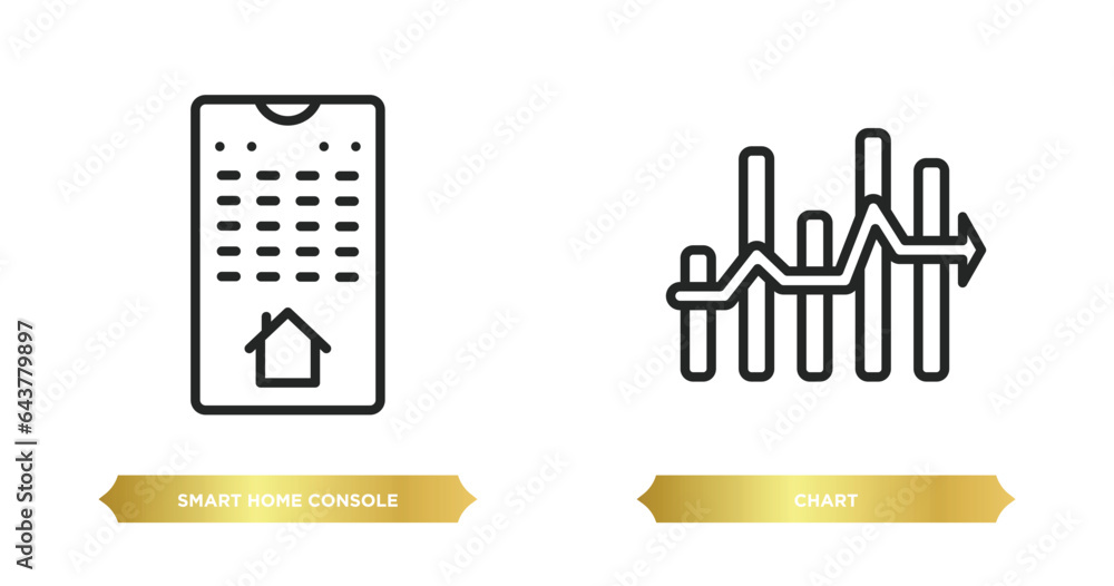 Poster two editable outline icons from smart home concept. thin line icons such as smart home console, char
