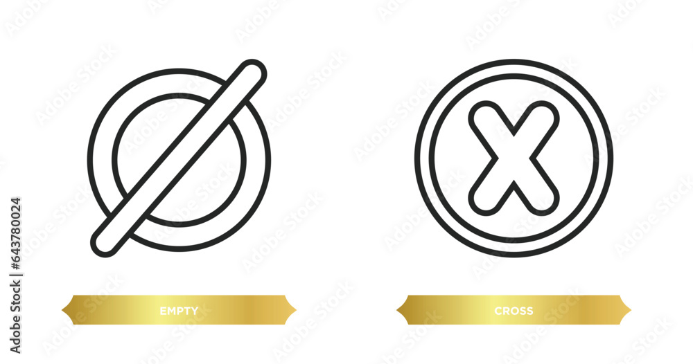 Aufkleber two editable outline icons from signs concept. thin line icons such as empty, cross vector.