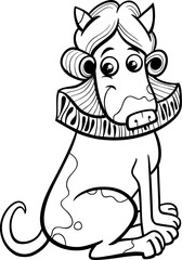 cartoon dog in a wig and with a ruff collar coloring page