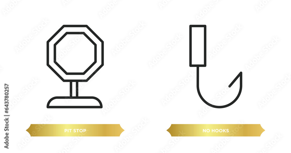 Poster two editable outline icons from signaling concept. thin line icons such as pit stop, no hooks vector